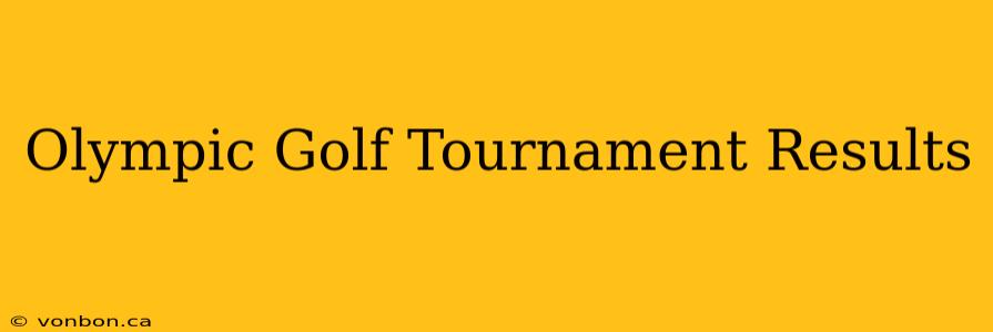 Olympic Golf Tournament Results