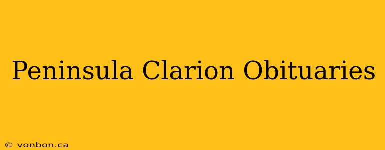 Peninsula Clarion Obituaries