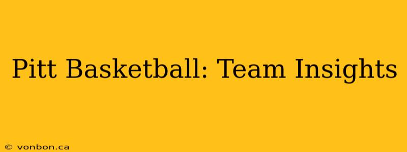 Pitt Basketball: Team Insights
