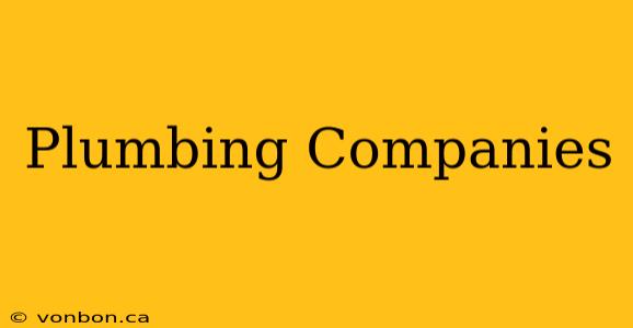 Plumbing Companies