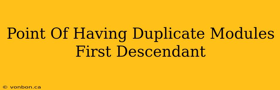 Point Of Having Duplicate Modules First Descendant