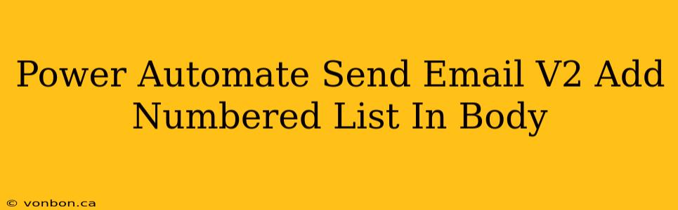 Power Automate Send Email V2 Add Numbered List In Body