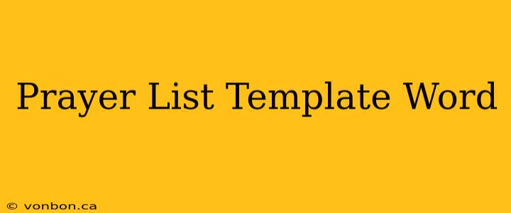 Prayer List Template Word