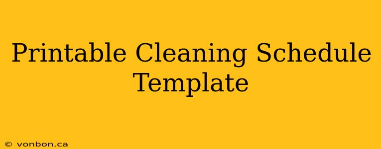 Printable Cleaning Schedule Template