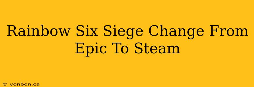 Rainbow Six Siege Change From Epic To Steam