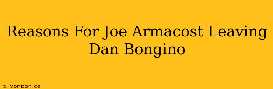 Reasons For Joe Armacost Leaving Dan Bongino