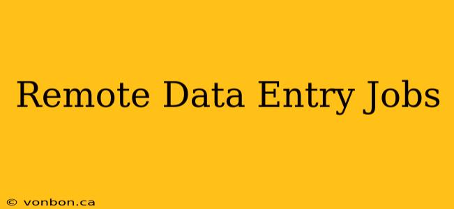 Remote Data Entry Jobs