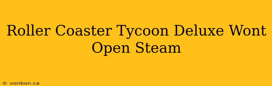 Roller Coaster Tycoon Deluxe Wont Open Steam