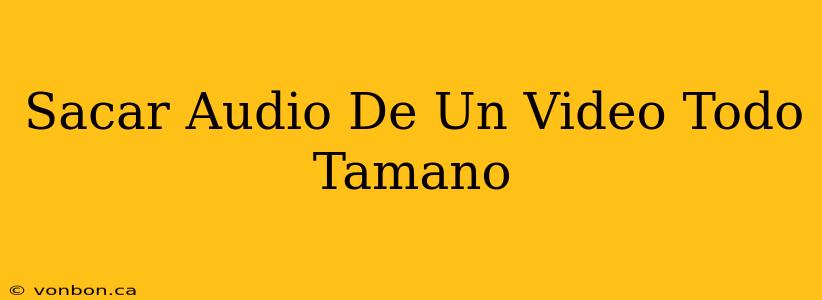 Sacar Audio De Un Video Todo Tamano