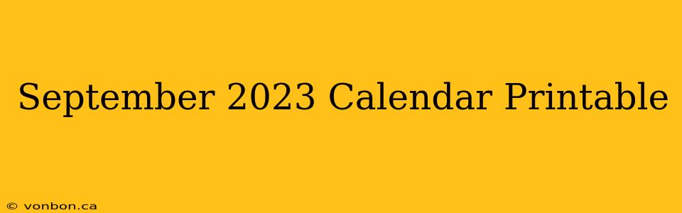 September 2023 Calendar Printable