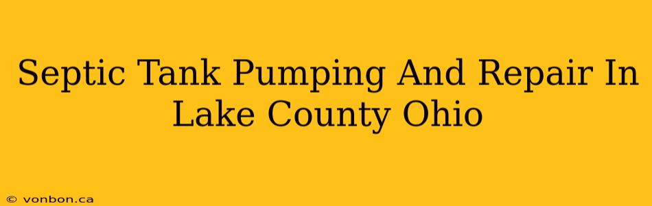 Septic Tank Pumping And Repair In Lake County Ohio