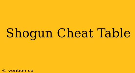 Shogun Cheat Table