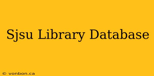 Sjsu Library Database