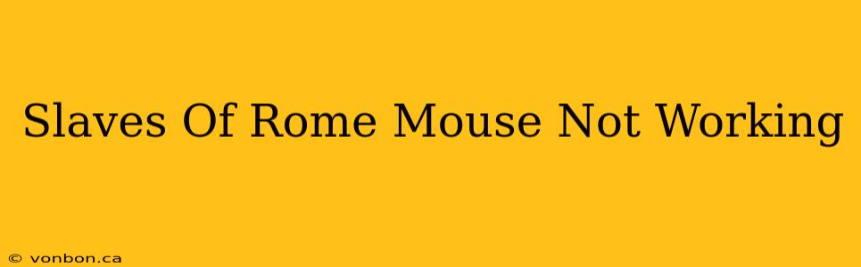 Slaves Of Rome Mouse Not Working