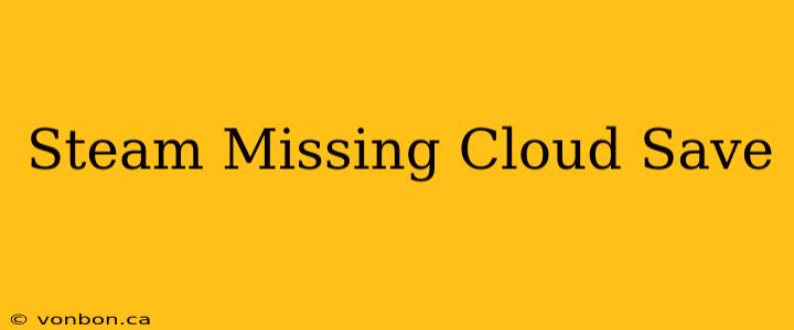 Steam Missing Cloud Save