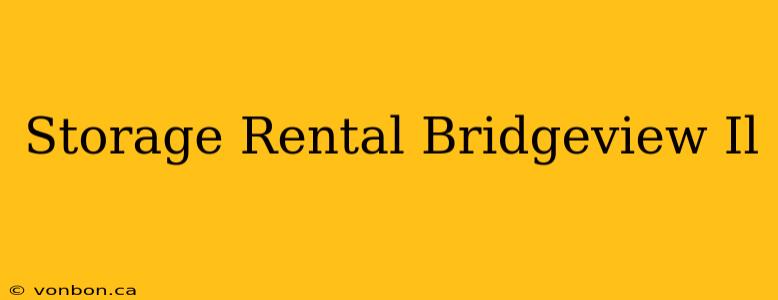 Storage Rental Bridgeview Il