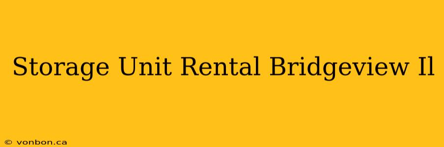 Storage Unit Rental Bridgeview Il