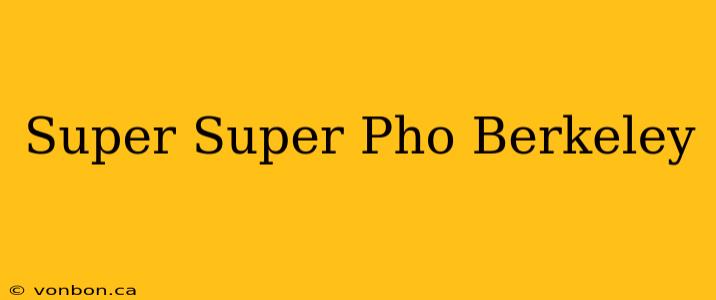 Super Super Pho Berkeley