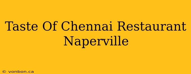 Taste Of Chennai Restaurant Naperville