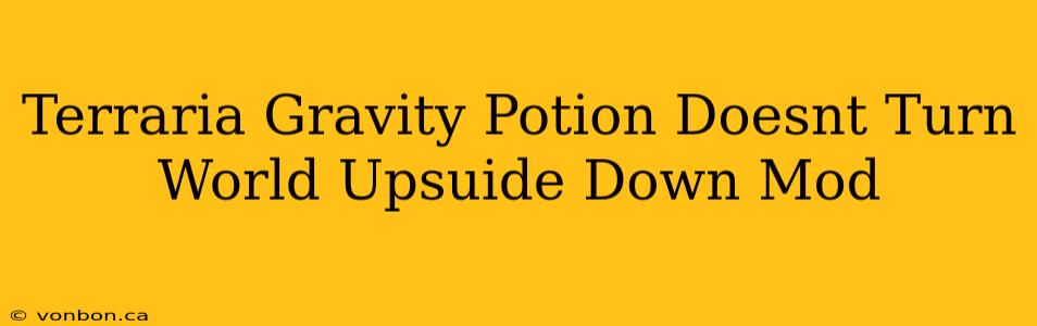 Terraria Gravity Potion Doesnt Turn World Upsuide Down Mod