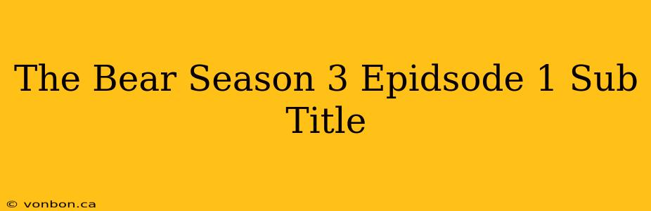 The Bear Season 3 Epidsode 1 Sub Title