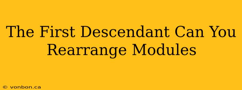 The First Descendant Can You Rearrange Modules