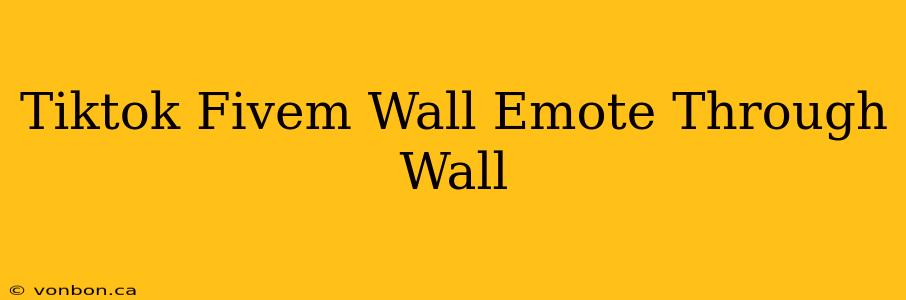 Tiktok Fivem Wall Emote Through Wall