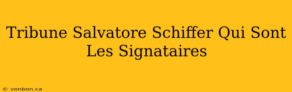 Tribune Salvatore Schiffer Qui Sont Les Signataires