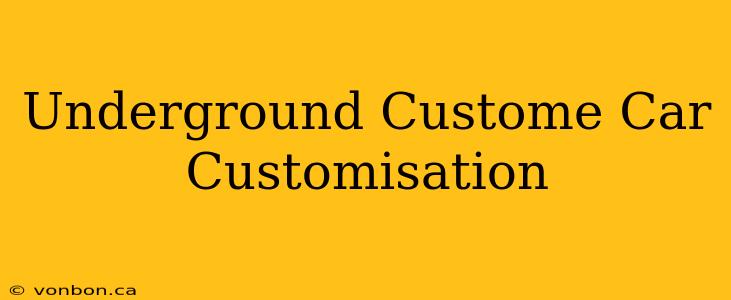 Underground Custome Car Customisation