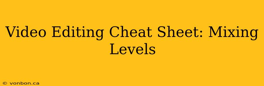 Video Editing Cheat Sheet: Mixing Levels