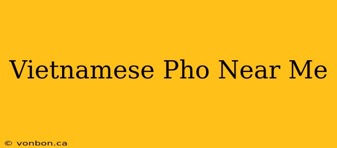 Vietnamese Pho Near Me