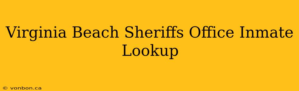 Virginia Beach Sheriffs Office Inmate Lookup