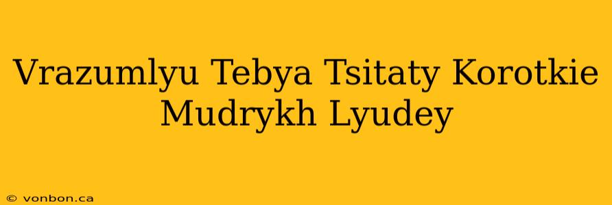 Vrazumlyu Tebya Tsitaty Korotkie Mudrykh Lyudey