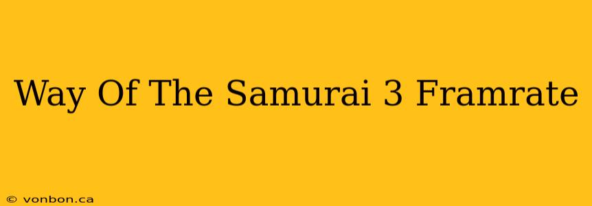 Way Of The Samurai 3 Framrate