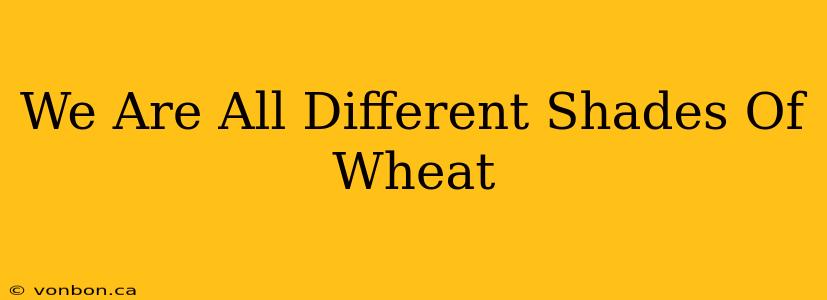 We Are All Different Shades Of Wheat