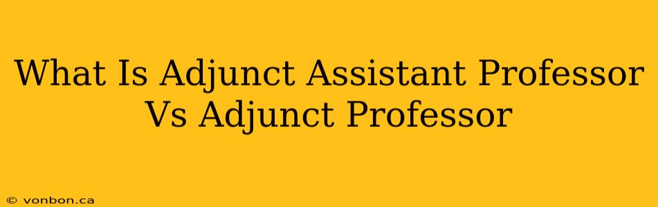 What Is Adjunct Assistant Professor Vs Adjunct Professor