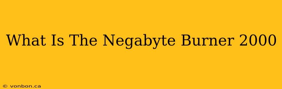 What Is The Negabyte Burner 2000