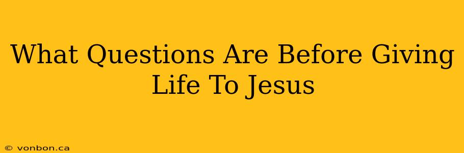 What Questions Are Before Giving Life To Jesus