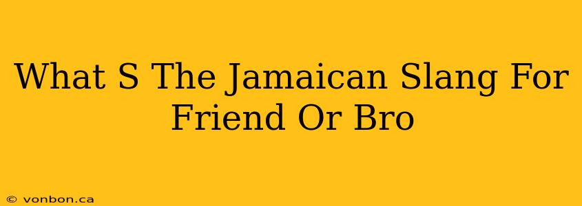 What S The Jamaican Slang For Friend Or Bro