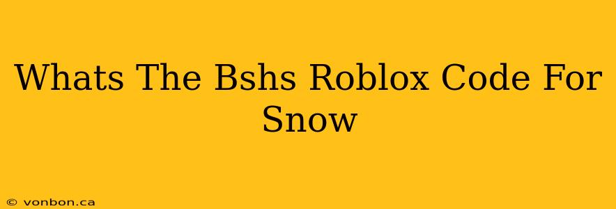 Whats The Bshs Roblox Code For Snow