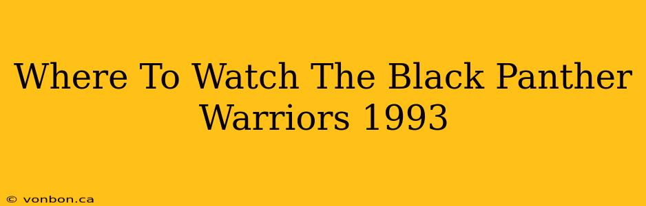 Where To Watch The Black Panther Warriors 1993