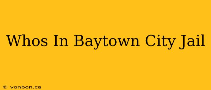 Whos In Baytown City Jail