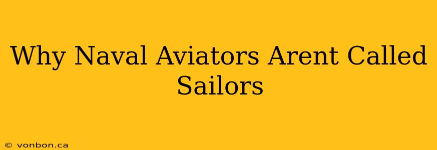 Why Naval Aviators Arent Called Sailors