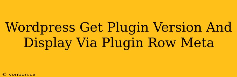 Wordpress Get Plugin Version And Display Via Plugin Row Meta