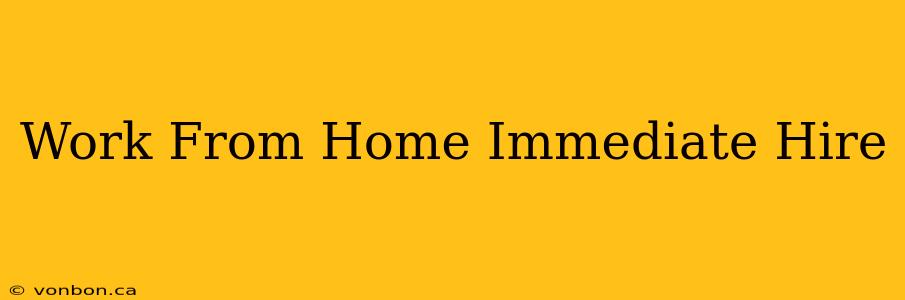 Work From Home Immediate Hire