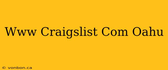 Www Craigslist Com Oahu