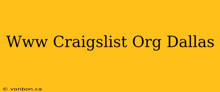 Www Craigslist Org Dallas