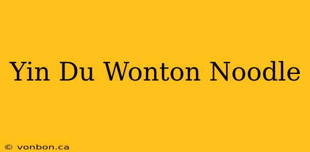 Yin Du Wonton Noodle