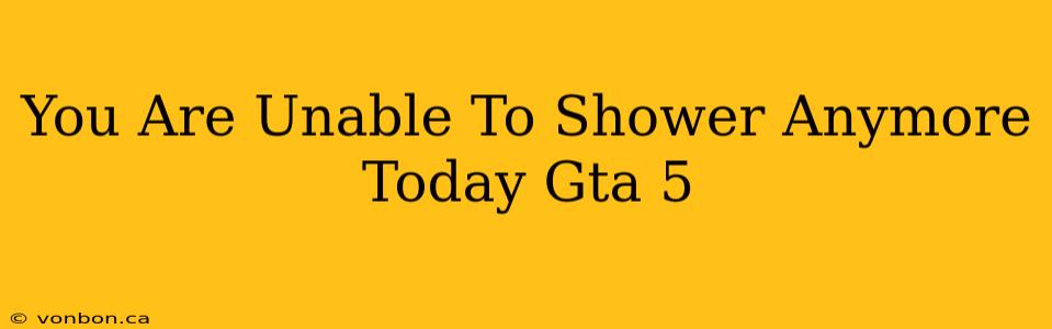 You Are Unable To Shower Anymore Today Gta 5