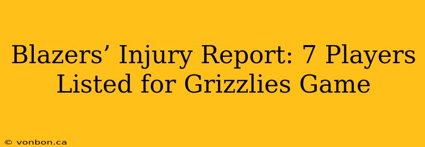 Blazers’ Injury Report: 7 Players Listed for Grizzlies Game